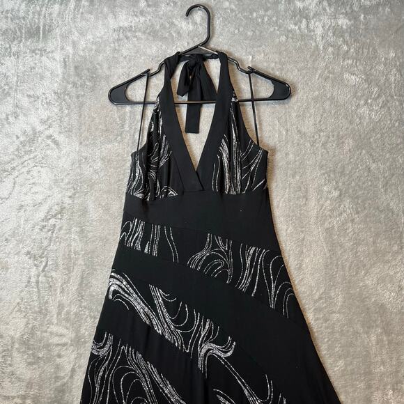 Vintage Y2K Asymmetrical Glitter Swirl Babydoll Halter Dress Sz Large Fairycore - Picture 2 of 6